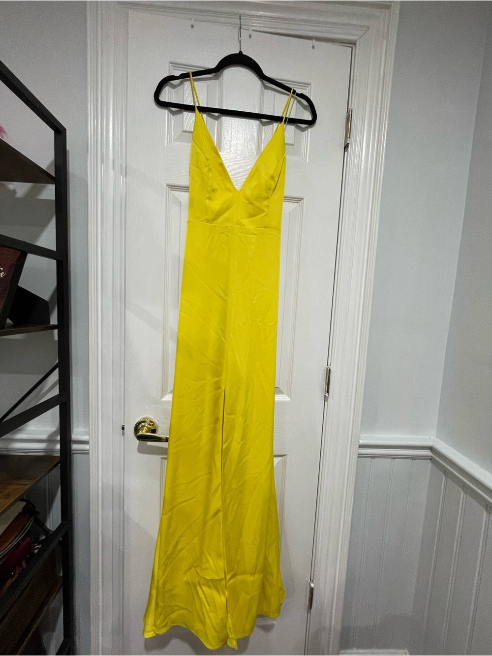Aidan Mattox Bright Yellow V-Neck Maxi Dress
